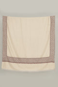 Sozni Machi Buti Dordar Hand Embroidered Pashmina Shawl Ivory