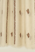 Sozni Samina Khatrast Butidar Hand Embroidered Pashmina Stole Ivory