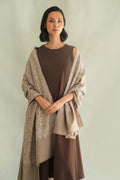 Sozni Jaaldar Hand Embroidered Pashmina Shawl Natural