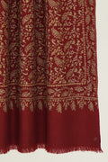 Kashmir Loom Sozni Jaaldar Hand Embroidered Pashmina Shawl Red