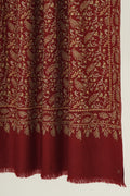 Kashmir Loom Sozni Jaaldar Hand Embroidered Pashmina Shawl Red