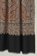 Kashmir Loom Sozni Resham Jamawar Hand Embroidered Pashmina Shawl Black