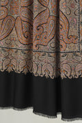 Kashmir Loom Sozni Resham Jamawar Hand Embroidered Pashmina Shawl Black