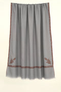 Kashmir Loom Sozni Jamila Hashiya Corner Buti Hand Embroidered Pashmina Shawl Cool Grey