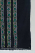 Kashmir Loom Kani Haft Bail Hand Woven Cashmere Scarf Black Teal