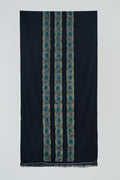 Kashmir Loom Kani Haft Bail Hand Woven Cashmere Scarf Black Teal