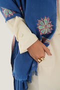 Kashmir Loom Sozni Kahkeshan Bail Buta Hand Embroidered Pashmina Shawl Nebula