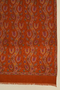 Kashmir Loom Kani Aabdhar Khatrast Hand Woven Pashmina Large Shawl Rust Natural