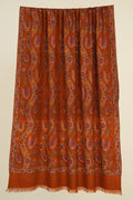Kashmir Loom Kani Aabdhar Khatrast Hand Woven Pashmina Large Shawl Rust Natural
