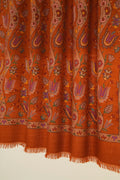Kashmir Loom Kani Aabdhar Khatrast Hand Woven Pashmina Large Shawl Rust Natural