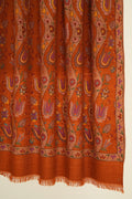 Kashmir Loom Kani Aabdhar Khatrast Hand Woven Pashmina Large Shawl Rust Natural