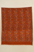 Kashmir Loom Kani Aabdhar Khatrast Hand Woven Pashmina Large Shawl Rust Natural
