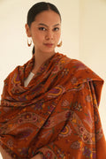 Kashmir Loom Kani Aabdhar Khatrast Hand Woven Pashmina Large Shawl Rust Natural