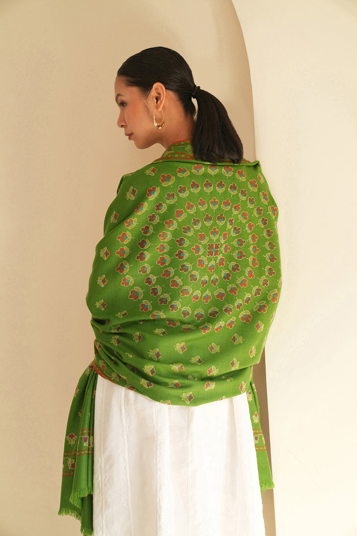 Kashmir Loom Kani Chandar Hand Woven Pashmina Shawl Antique Emerald