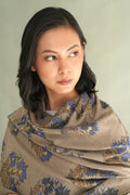 Kashmir loom Kani Daisy Buta Hand Woven Pashmina Large Shawl Natural