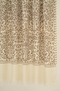 Kashmir Loom Kani Farnaz Jaalposh Hand Woven Pashmina Shawl Ivory Natural