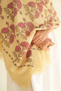 Kashmir Loom Kani Gulraz Buta Jamawar Hand Woven Pashmina Large Shawl Butter Pink