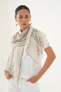 Kashmir Loom Kani Haft Bail Khatrast Hand Woven Pashmina Scraf Ivory