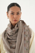 Kashmir Loom Kani Haft Bail Khatrast Hand Woven Pashmina Scraf Natural