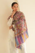Kashmir Loom Kani Kanikar Hand Woven Pashmina Large Shawl Natural Multi