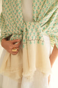 Kashmir Loom Kani Machi Butidar Hand Woven Pashmina Shawl Ivory