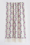 Kashmir Loom Kani Nargis Buti Khatrast Hand Woven Pashmina Stole Ivory Pink