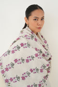 Kashmir Loom Kani Nargis Buti Khatrast Hand Woven Pashmina Stole Ivory Pink
