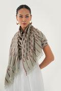 Kashmir Loom Kani Paisley Buti Jamawar Hand Woven Pashmina Stole Drop Port