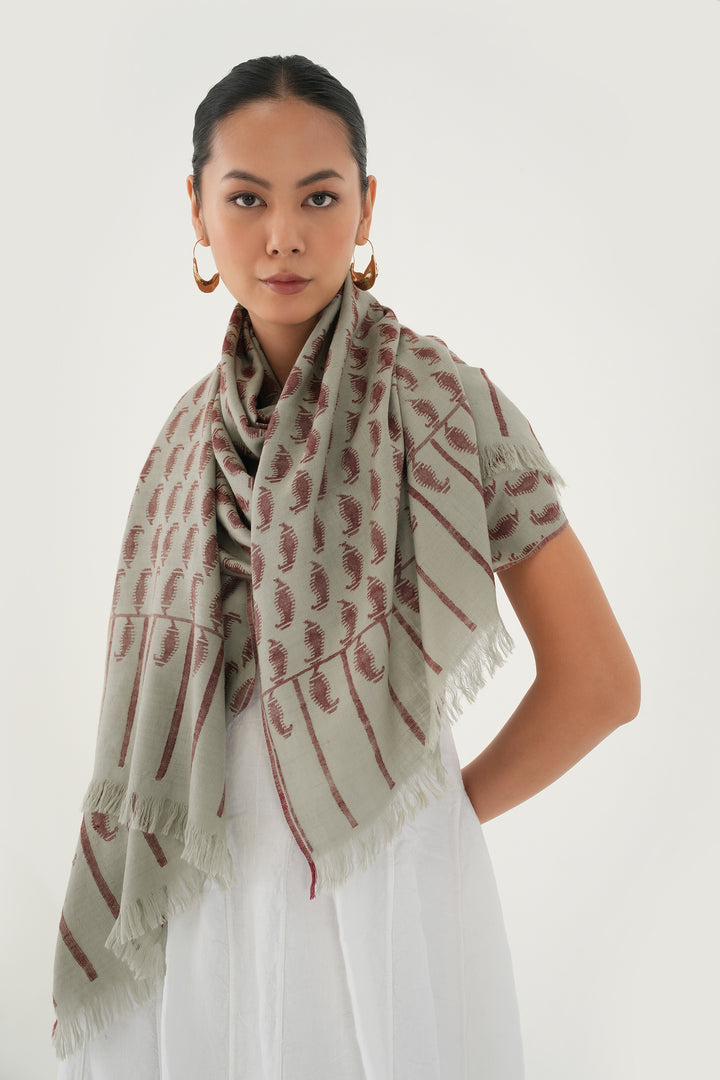 Kashmir Loom Kani Paisley Buti Jamawar Hand Woven Pashmina Stole Drop Port