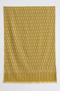 Kashmir Loom Kani Paisley Buti Jamawar Hand Woven Pashmina Stole Gold Oak Ivory