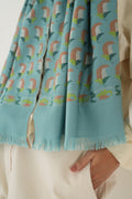 Kashmir Loom Kani Penguin Buti Palledar Hand Woven Pashmina Scarf Beryl