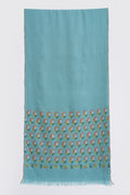 Kashmir Loom Kani Penguin Buti Palledar Hand Woven Pashmina Scarf Beryl