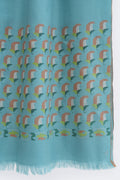 Kashmir Loom Kani Penguin Buti Palledar Hand Woven Pashmina Scarf Beryl