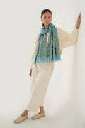 Kashmir Loom Kani Penguin Buti Palledar Hand Woven Pashmina Scarf Beryl