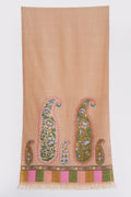 Kashmir Loom Kani Rang Badam Buta Palledar Hand woven Pashmina Scarf Sandune