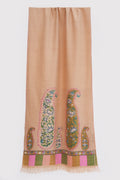 Kashmir Loom Kani Rang Badam Buta Palledar Hand woven Pashmina Scarf Sandune