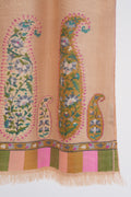 Kashmir Loom Kani Rang Badam Buta Palledar Hand woven Pashmina Scarf Sandune