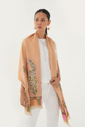 Kashmir Loom Kani Rang Badam Buta Palledar Hand woven Pashmina Scarf Sandune