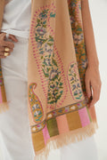 Kashmir Loom Kani Rang Badam Buta Palledar Hand woven Pashmina Scarf Sandune
