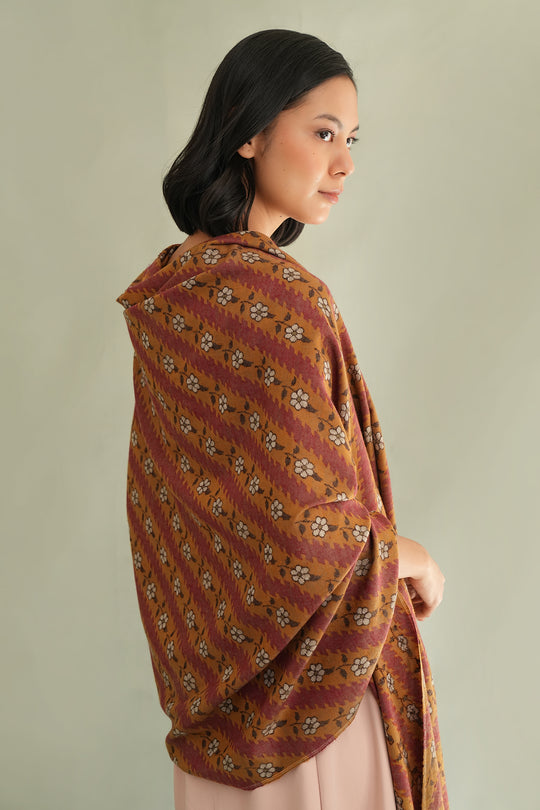 Kashmir Loom Kani Zafar Khatrast Hand Woven Pashmina Shawl Cherry Beer