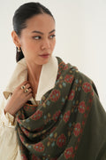 Kashmir Loom Kani Zanbagh Butidar Hand Woven Pashmina Stole Seaweed Red