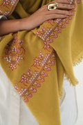 Kashmir Loom Sozni Kashida Dordar Koundar Hand Embroidered Pashmina Large Shawl Moss