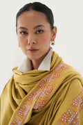 Kashmir Loom Sozni Kashida Dordar Koundar Hand Embroidered Pashmina Large Shawl Moss