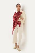 Kashmir Loom Sozni Khatrast Flower Buti Hand Embroidered Pashmina Shawl Crimson