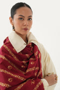 Kashmir Loom Sozni Khatrast Flower Buti Hand Embroidered Pashmina Shawl Crimson