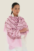 Kashmir Loom Sozni Khatrast Flower Buti Hand Embroidered Pashmina Shawl Rose Pink