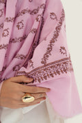 Kashmir Loom Sozni Khatrast Flower Buti Hand Embroidered Pashmina Shawl Rose Pink