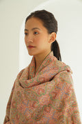 Kashmir Loom Sozni Jamawar Hand Embroidered Pashmina Shawl Coral