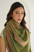 Kashmir Loom Sozni Flower Bail Khatrast Hand Embroidered Pashmina Shawl Moss Botanic