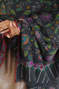 Kashmir Loom Kani Gul Jama Hand Woven Pashmina Shawl Charcoal